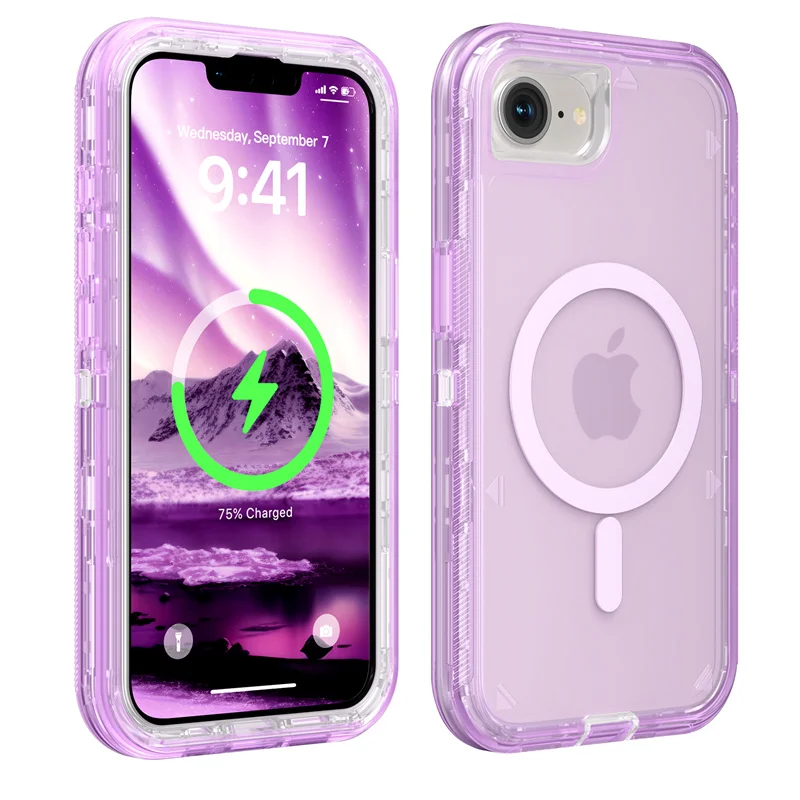 3-in-1 Heavy Armor Transparent MagSafe-Compatible Shockproof Case
