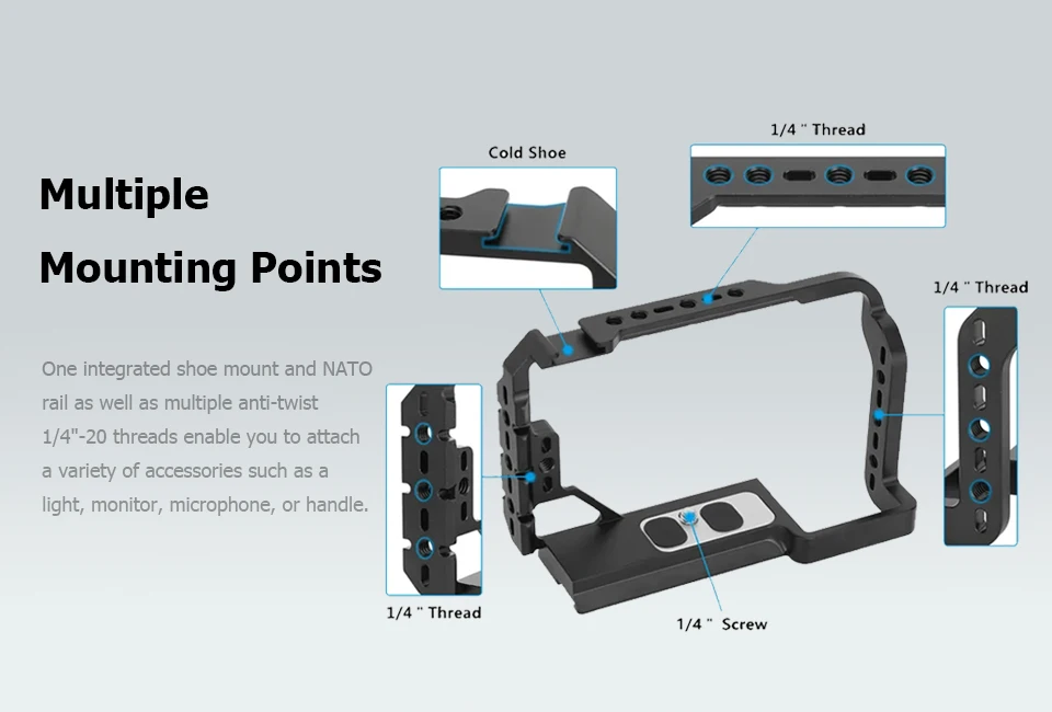 Full Camera Cage for Sony a7C/a7C II/a7CR With Integrated Arca-Type Base Camera