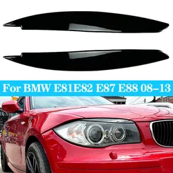 For BMW 1 Series E81 E82 E87 E88 Car Headlight Lamp Eyebrows Cover Trim Auto Eyelids Lids ABS Gloss Black Carbon Fiber 2008-2013