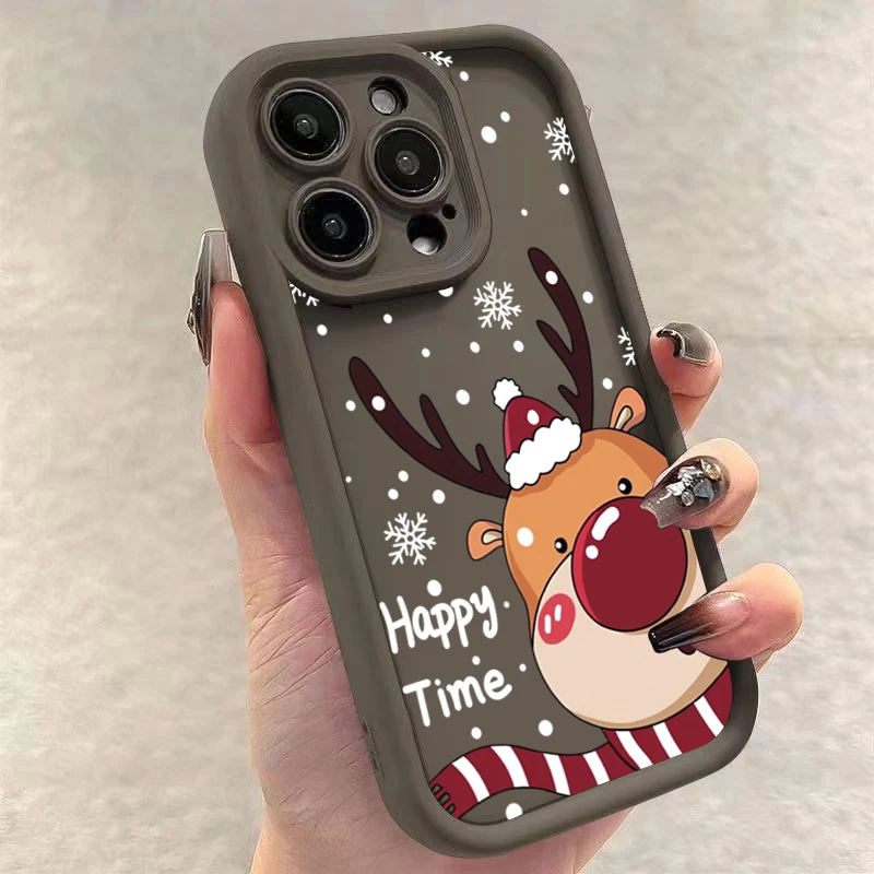 Festive Christmas Deer and Tree Graphic Soft Phone Case