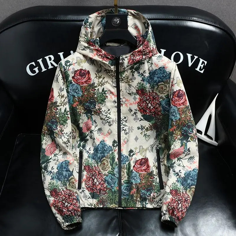 

jacket spring 2024 spring and autumn print men's jacket peony spring thin jacket men's summer