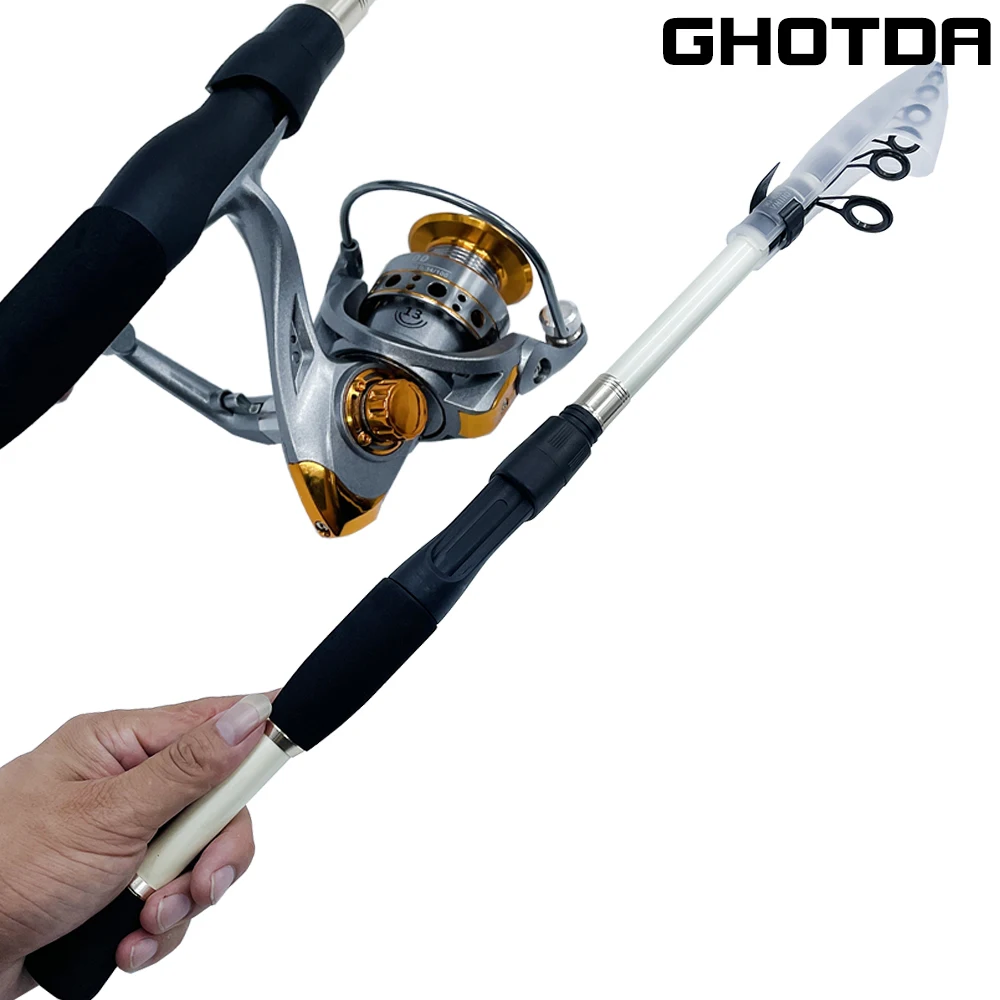 Ghotda Portable Ultralight Fishing Rod With Reinforced Reel Fishing Set 1.6  1.8 2.1 2.4m