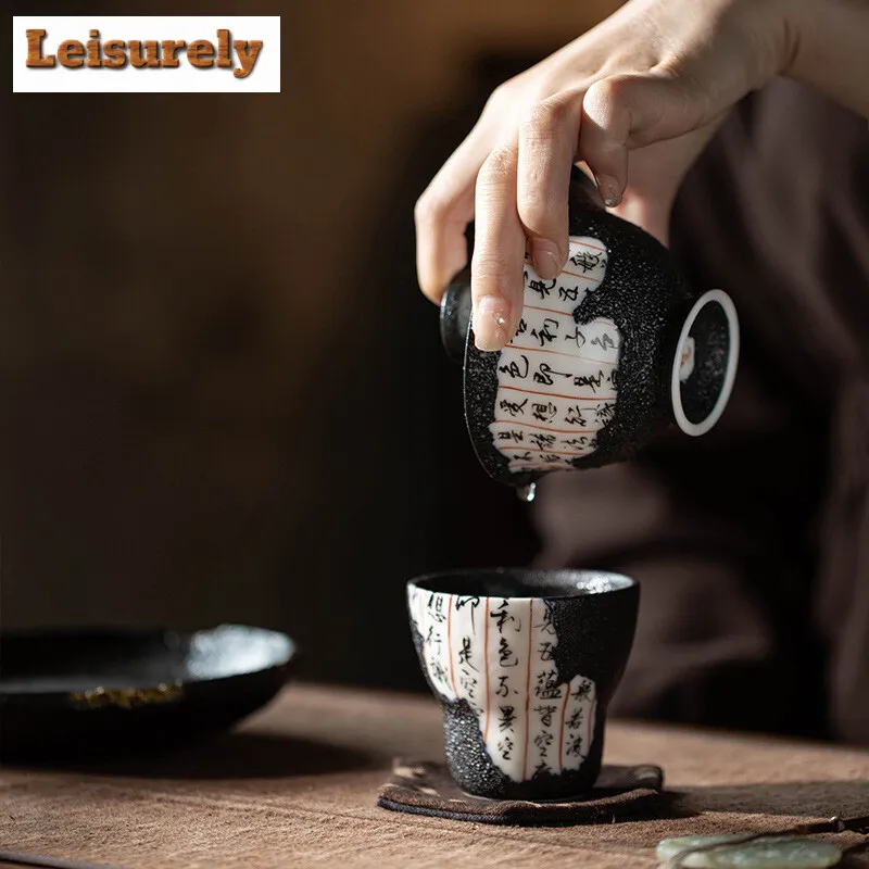 120ml Creative Wormhole Fragmented Volume Gaiwan Handmade Heart Sutra Tea Tureen Tea Maker Cover Bowl Teaset Collection Gift Box