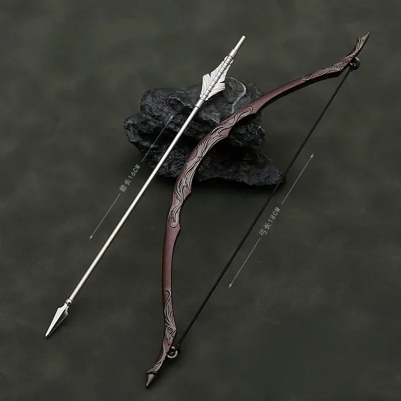 Movies Weapon The Prince of Elves Bow and Arrow Weapon Model 18cm Metal Aluminum Pendant Accessories Keychain Gift Toys for Boys 4