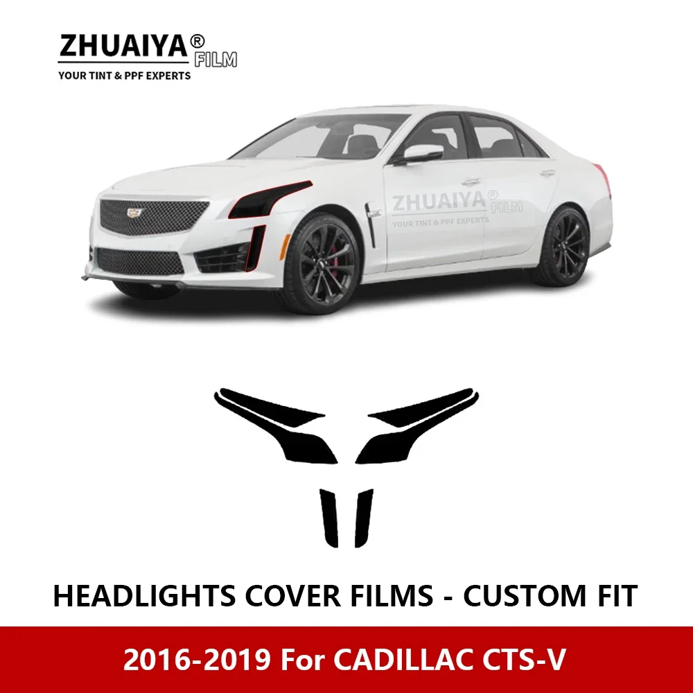 

For CADILLAC CTS-V 2016-2019 Car Exterior Headlight Anti-scratch PPF precut Protective film Repair film Car stickers Accessories