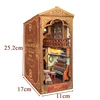DIY Wooden Book Nook Shelf Insert Kit Miniature Building Kits Magic House Bookshelf with Light Bookends Friends Birthday Gifts 6