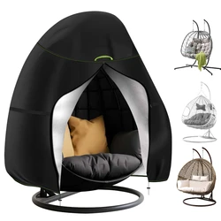Waterproof Heavy Duty Hanging Egg Chair Cover for Patio Garden Dust Protection (Upgraded Black)