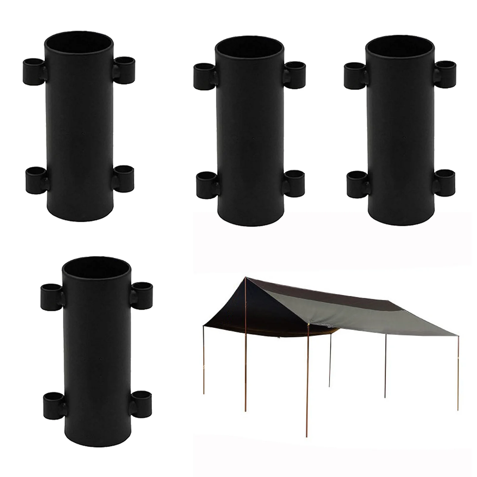 4pcs Metal Awning Rod Holder Outdoor Camping Canopy Rod Iron Holder Fixed Tube Reinforced