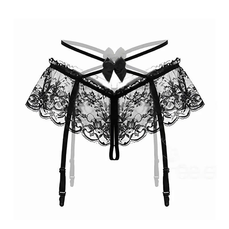 Women Sexy Wedding Garter Belt Stocking Black Lace Suspender Belt For Sexy Lingerie Hollow