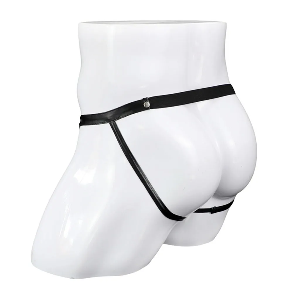 Description Picture 6 of itemSexy Men‘s Artificial Leather Metal Ring Thongs Jock Strap Underpants Underwear Pump Man Brazilian Thong Panties