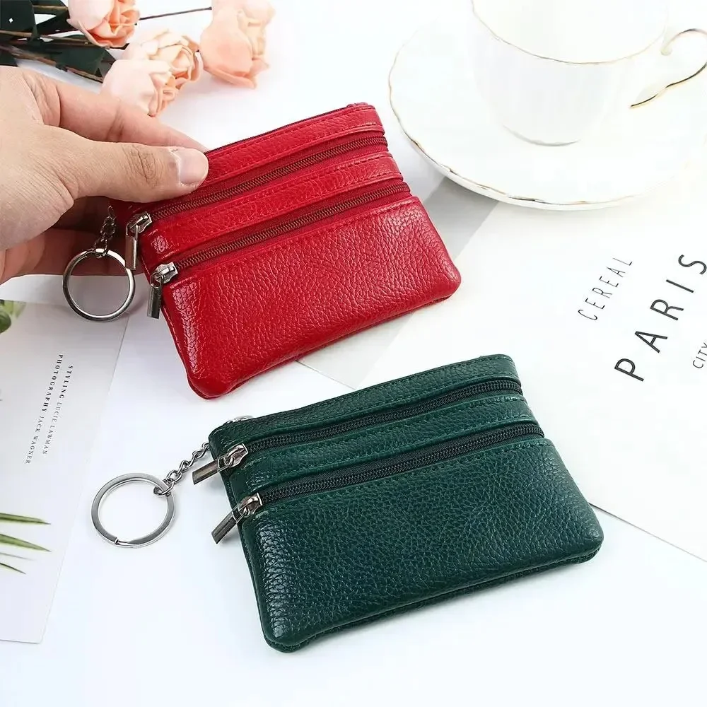Leather Women Wallet Coin Purse Credit Card Holder Single Double Zipper Pocket Women Bag Multi-card Fashion Black Zipper Wallet