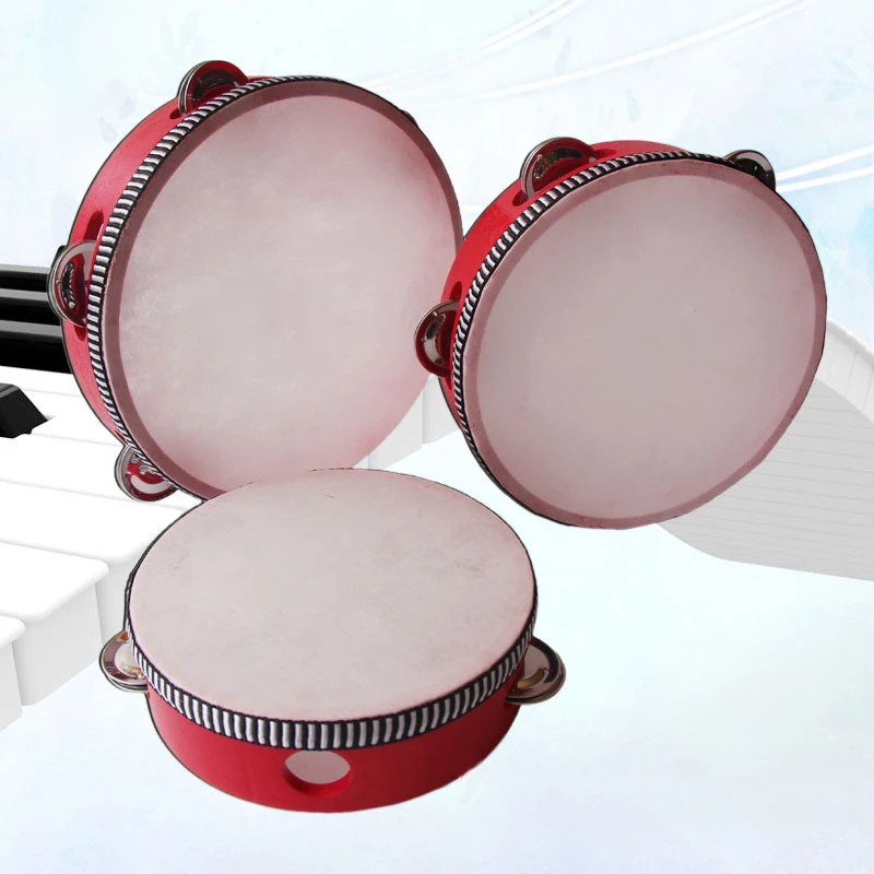 4/6/8/10 Inches Tambourine Sheepskin Tambourine Wooden TambourinePercussion Instruments Suitable For Enlightenment Education