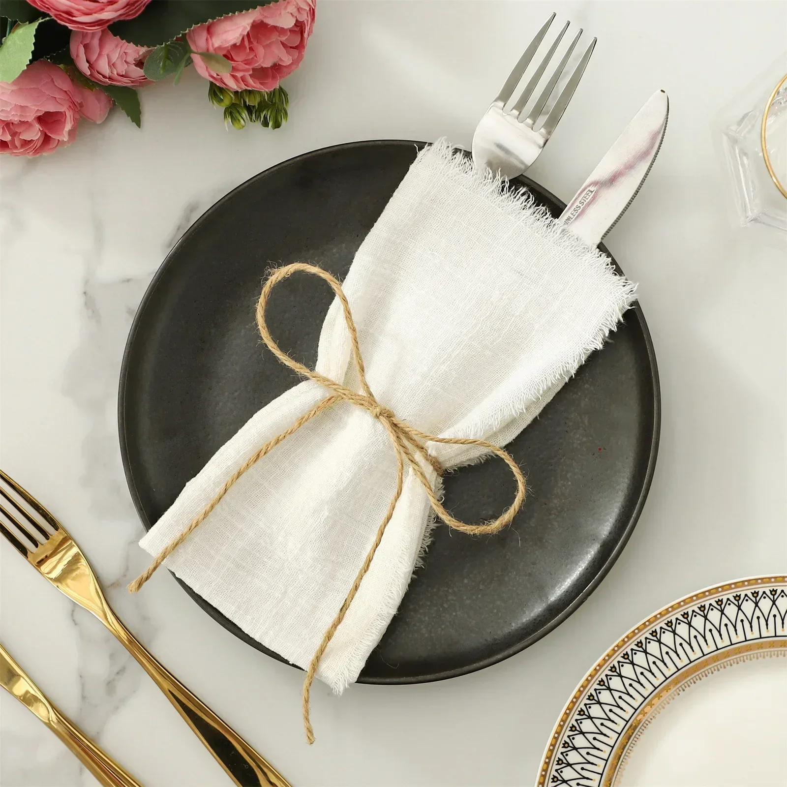 Napkins Linen Napkins Pink Cloth Dinner 30x30cm Cotton Linen for Parties Weddings and Dinners Table Decoration