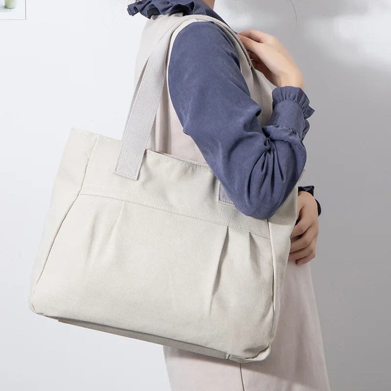Women's Canvas Bag Casual Large Capacity Shoulder Bags for Female Simple Designer Travel Shopping Bag Ladies Handbag Women Totes