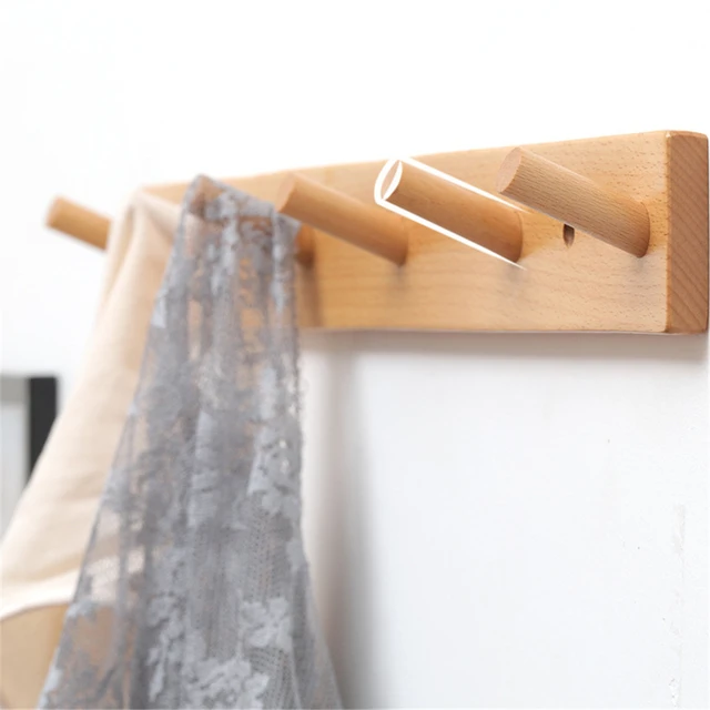 Wooden Hook Bathroom Wall Coat Rack Solid Wood Hooks Decorative Key Holder  Wall Hanger Free Punch Bedroom Clothes Storage Shelf - AliExpress