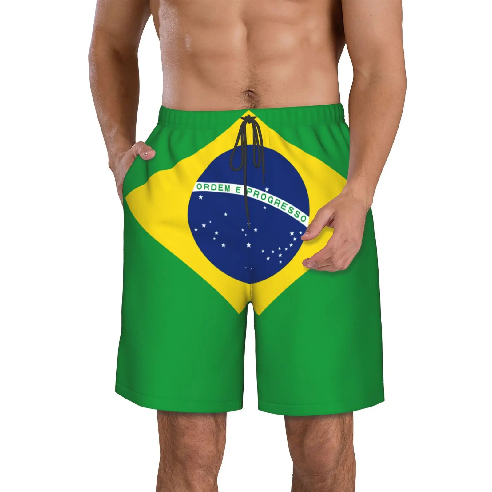 

Men's Brazil Flag Beach Pants Shorts Surfing M-2XL Polyester Swimwear Running