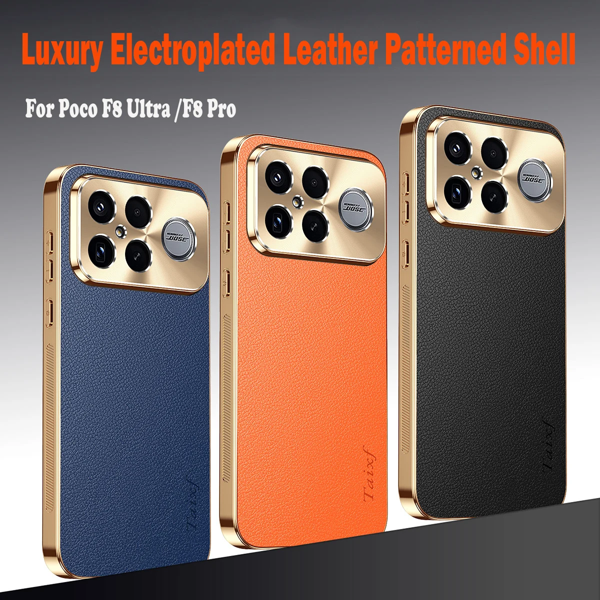 Elegant Shockproof Luxury PU Leather Phone Case with Alloy Lens Frame and Electroplated Finish