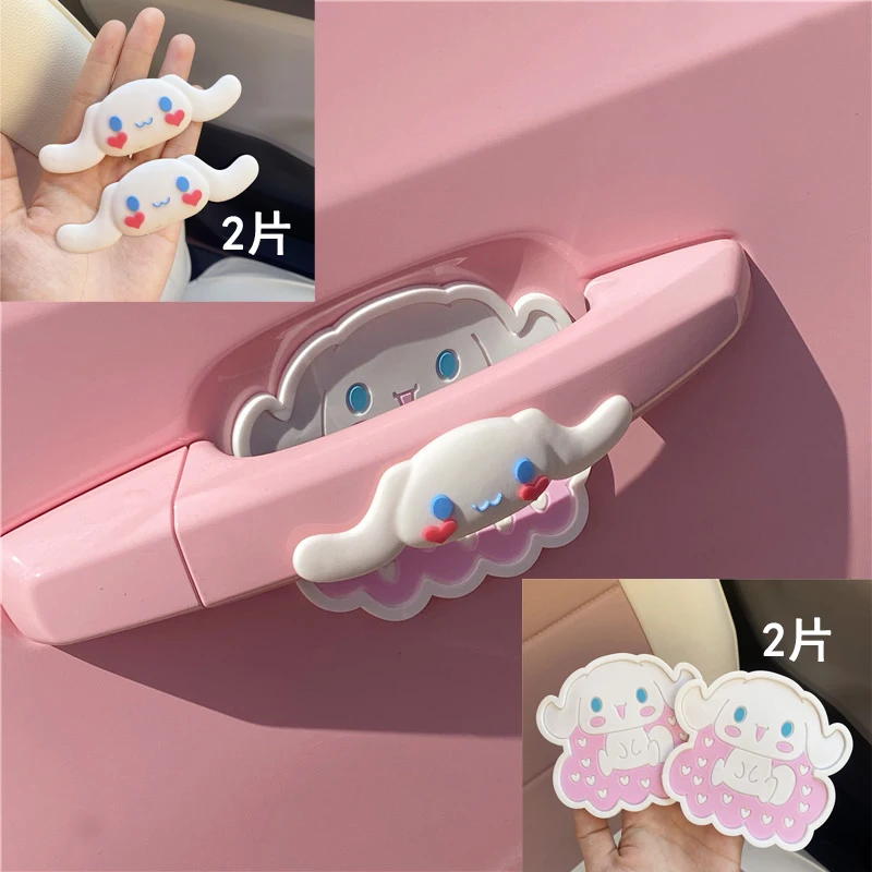 Sanrios Anime Cinnamoroll Car Door Bowl Anti Scratch Sticker Door Bowl