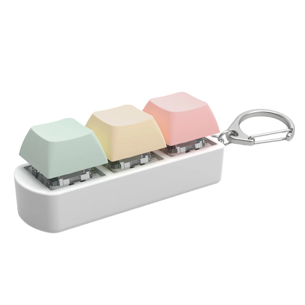Tri-Key Mechanical Fidget Clicker and Stress Reliever Keychain