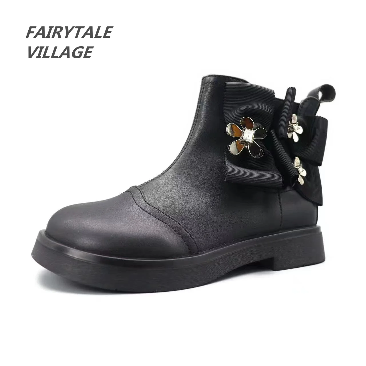 

Fairytale Village 3-12 Years Old High quality children's leather ankle boots girls fashion All-match soft bottom boots