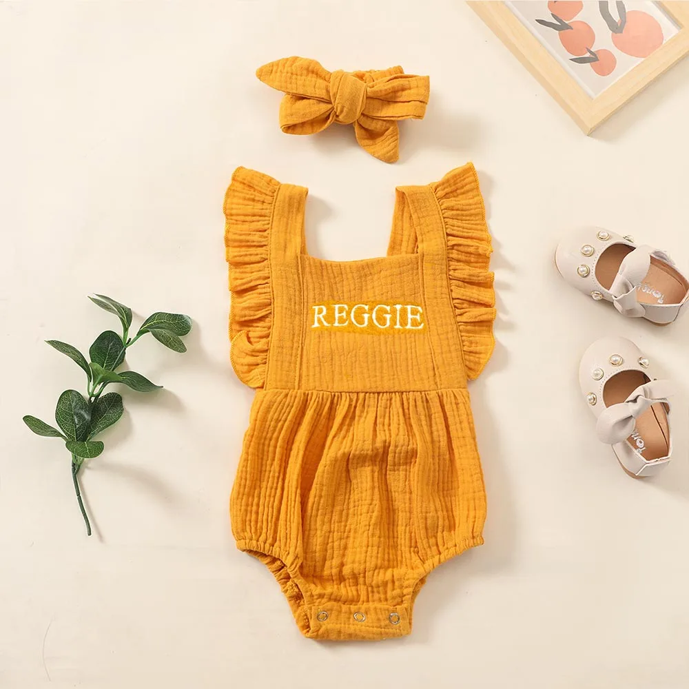 New Personalized Baby Romper Custom Embroidered Name Monogram Baby Outfit Baby Shower Personalized Baby Girl Outfit 2