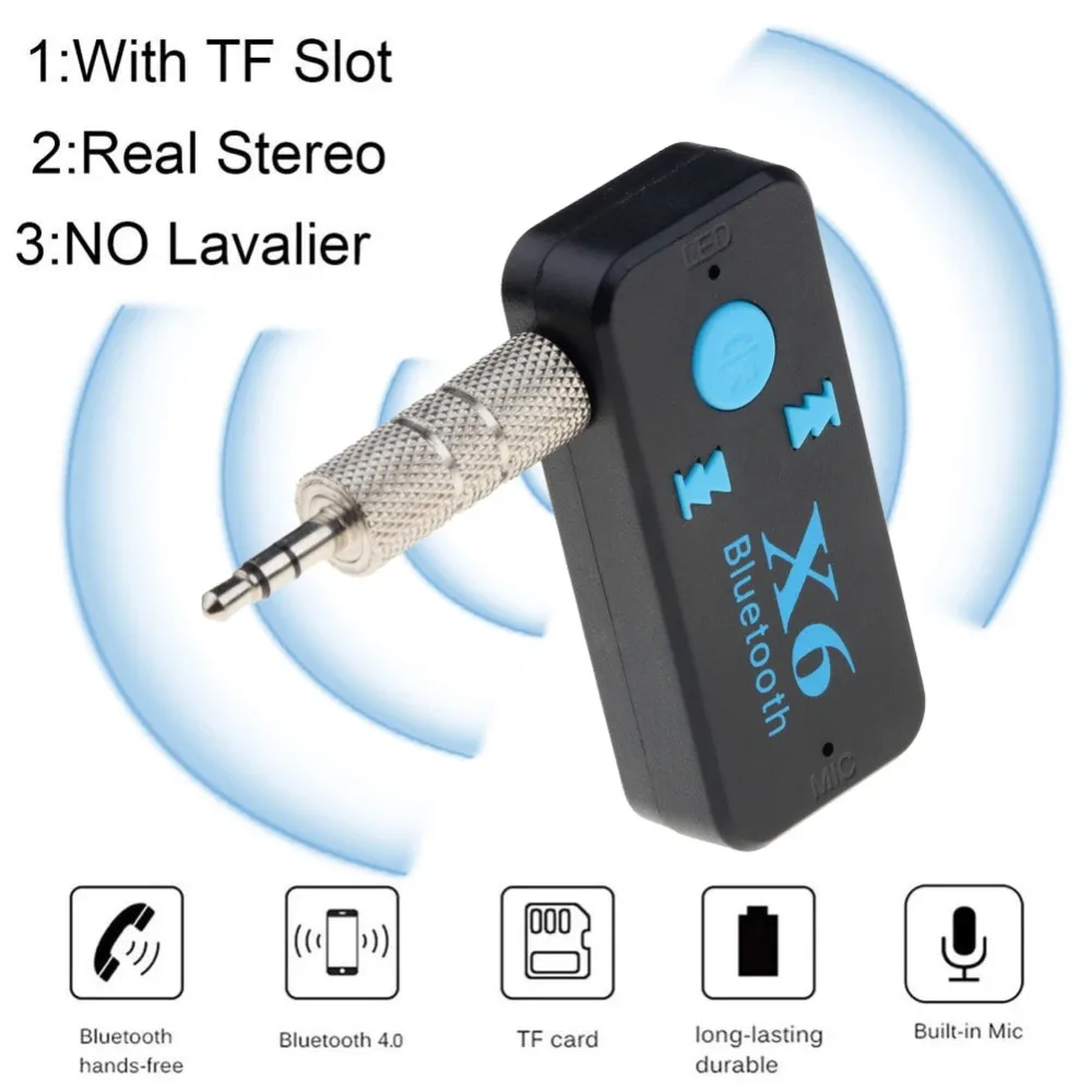 MIC X6 Bluetooth Receiver Mp3 Player 3.5mm Aux Jack USB Wireless Audio Adapter Support TF Card Wireless Music Receiver Car Kit bluetooth audio adapter bluetooth mp3 receiver bluetooth music player car audio converter