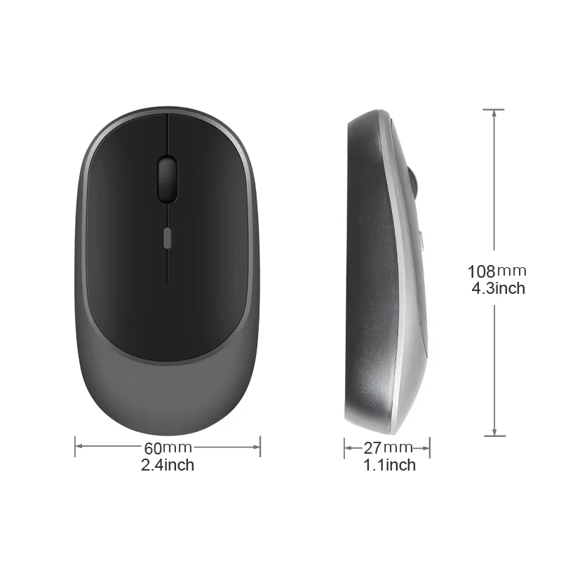 Ergonomic Wireless Silent Bluetooth Mouse with Rechargeable Battery and Adjustable DPI