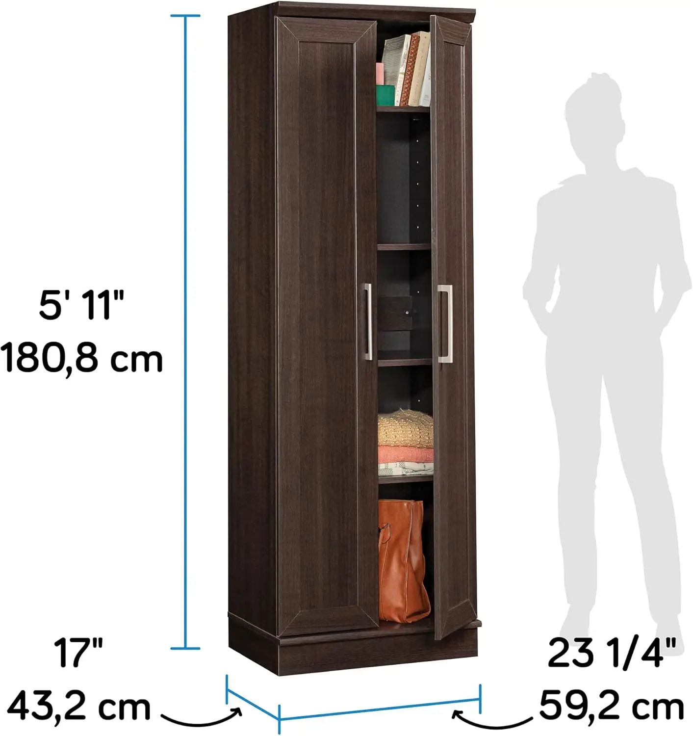 Storage Pantry cabinets, L: 23.31" x W: 17.01" x H: 71.18", Dakota Oak finish