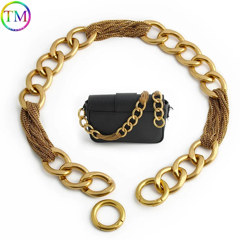 Satin Gold 24MM Width 52CM Length Heavy Metal Bag Chains With O Ring For Underarm Handbag Shoulder Strap Waist Belt Accessories