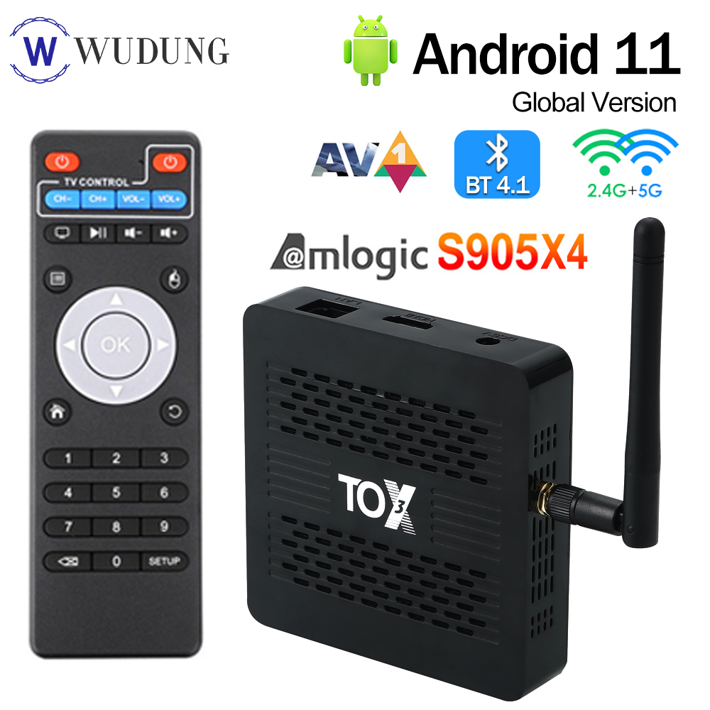 Original TOX3 TV Box Amlogic S905X4 Android11 4GB RAM 32GB ROM BT AV1 1000M LAN 2T2R Wifi 2.4G&5G HDR Video Player Set Top Box