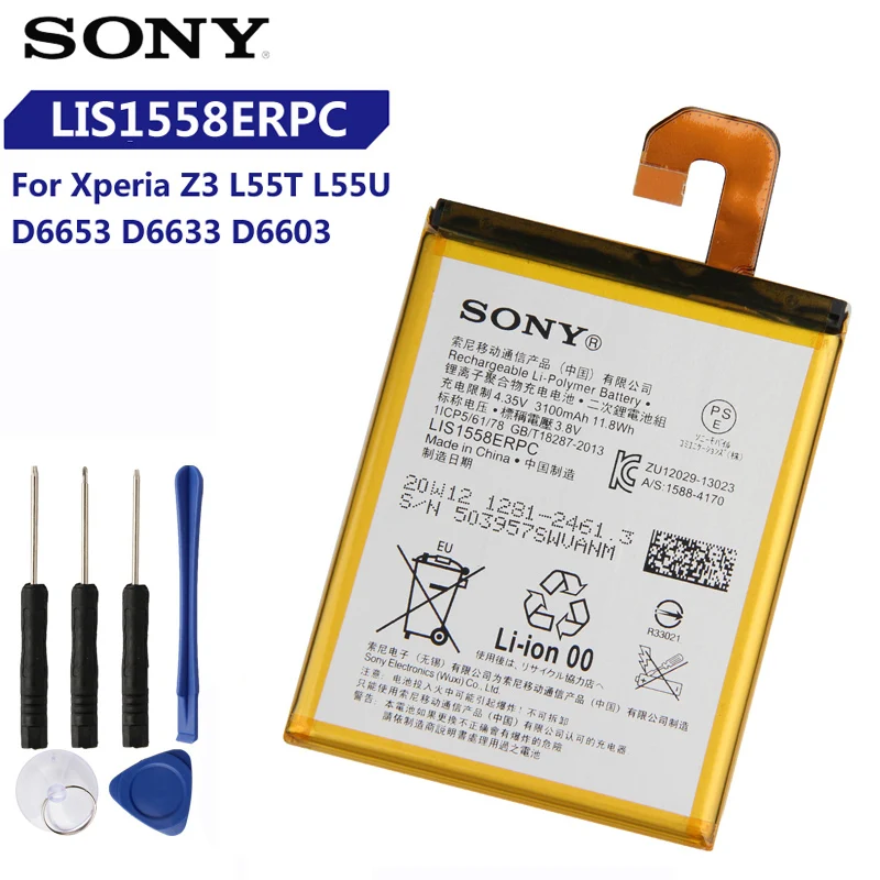 Original Replacement SONY Battery LIS1558ERPC For Sony Xperia Z3 D6653 D6633 L55T L55U D6603