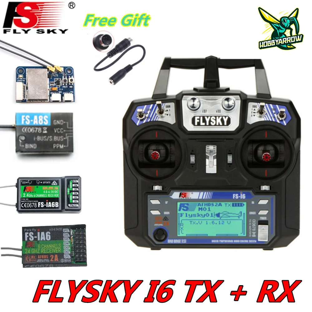 FLYSKY FS-i6 I6 2.4G 6CH AFHDS 2A Rdio Transmitter IA6B X6B A8S R6B iA6 Receiver for RC Airplane Helicopter FPV Racing Drone 1