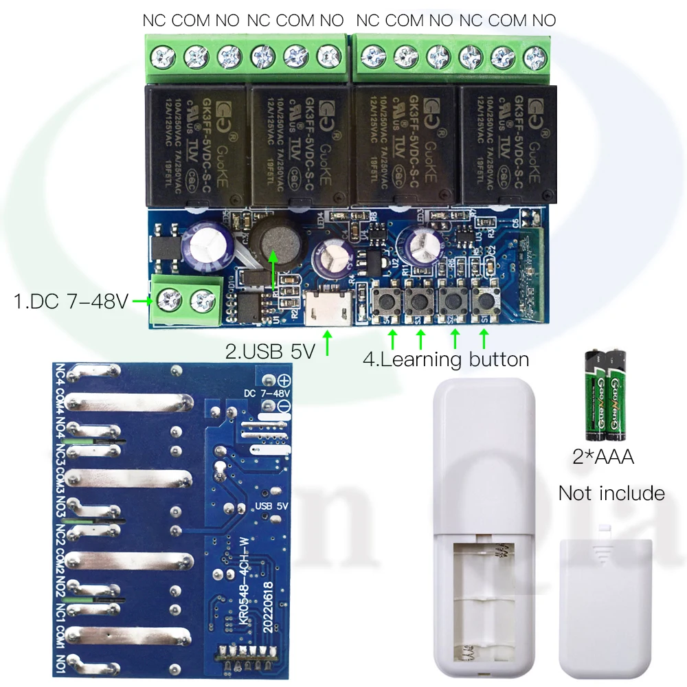 EWelink Smart Switch WiFi RF DC 6V 12V 24V 48V 4 CH Relay Receiver for Garage Control/Light,Timing Module,work with Alexa/Google