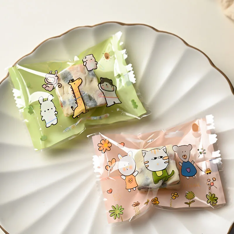 Aq Pink Green 2 In1 Glassato Trasparente Montaggio Party Cookie Bag Cute Cartoon Animal Games Decor Party Fai Da Te Sapone Cookie Poly Bags