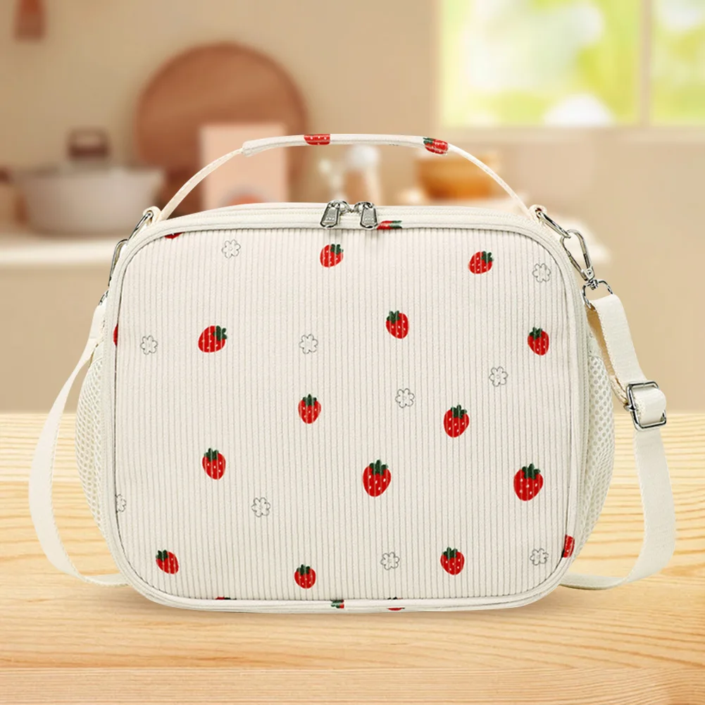 Picnic Lunch Box Bag with Multiple Compartments Lightweight Lunch Bags Corduroy Lunchbox Bag for Work Travel Picnic