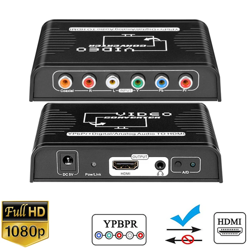 5 Rca Ypbpr Componente A Hdmi Video Audio Converter 1080P Ypbpr A Hdmi Adattatore Audio Analogico Digitale Per Ps2 Dvd Psp Xbox Hdtv