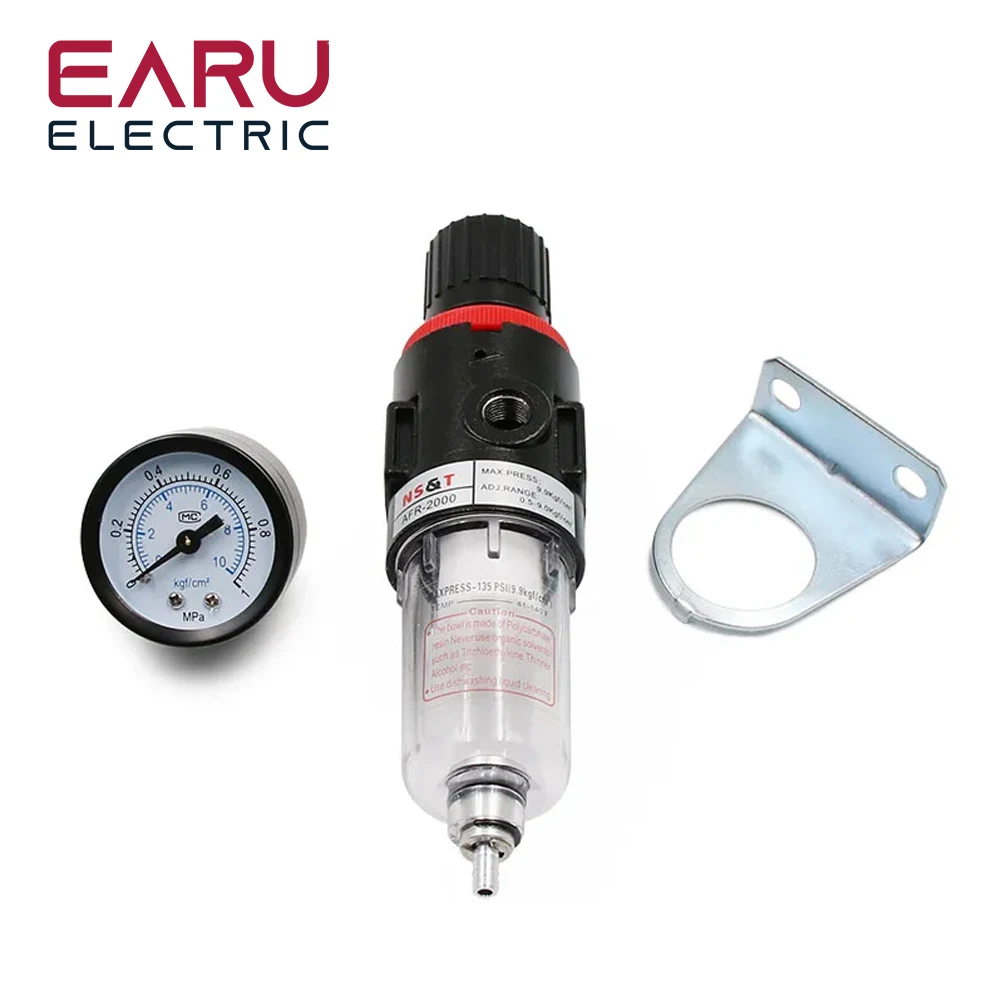Régulateur De Pression Air Comprimé 1/4" Avec Filtre Séparateur Eau - Réglage 0.5 à 8.5 Bar - Pour Compresseur - 3