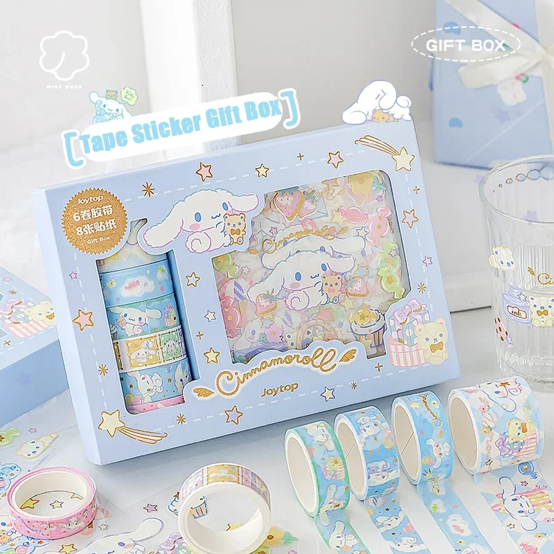 

MINISO Sanrio Kuromi Cinnamoroll наклейки "Мелодия" Подарочная коробка Kawaii аниме ручная учетная запись Guka Украшение DIY Наклейка для девочек детские игрушки