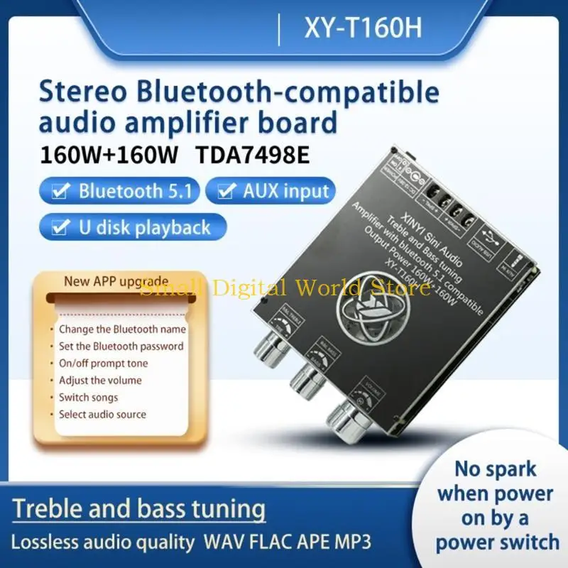 77ub 트레블 및베이스 튜닝 오디오 전원 증폭기 보드 호환 5.1 TDA7498E 스테레오 사운드 160W+160W 듀얼 채널