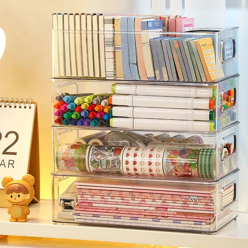 Acrylic Storage Box Desktop Cosmetics Transparent Plastic Box Dormitory Household Facial Mask Skin Box Refrigerator Storage Box 5