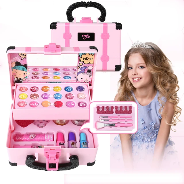 Comprar Kits de maquillaje para niñas, juegos de maquillaje para niños,  bolsa de maquillaje de princesa para niñas, Kit de cosméticos no tóxicos