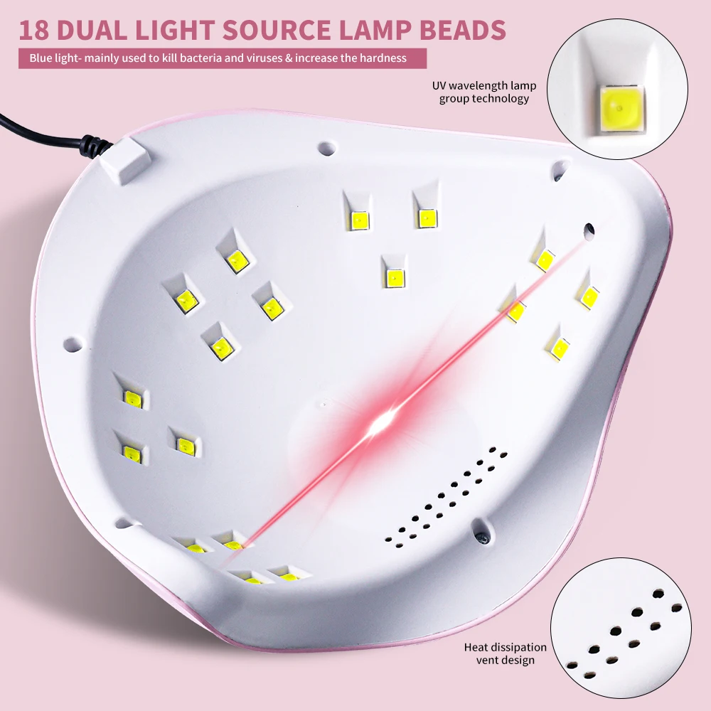 Professional Nail Dryer With 18LEDS Infrared Sensor Manicure Nail UV Lamp for Curing All UV Gel Nail Polish Dryer Salon Tools 2