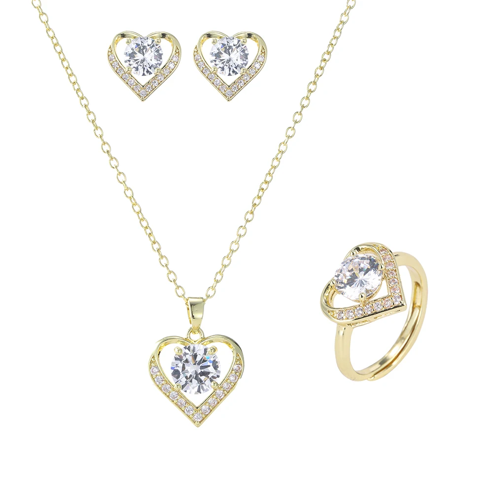 

Emmaya Fashion Statement Charming Jewelry Set For Women&Girl Lovely Heart Shape Design Ingenious Necklace And Earring Fancy Gift