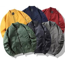 

Fashion Mens Bomber Jacket Solid Color Windbreaker Coat Pilot Men Zipper Jacket Stand Collar Outwear Military Cardigan Slim Fit