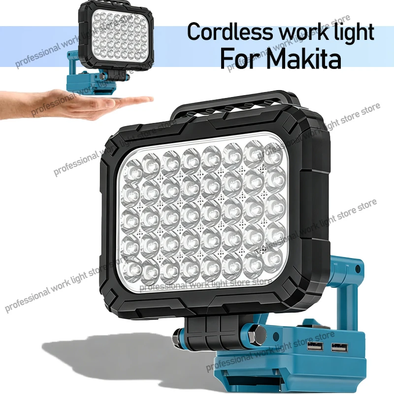 8-inch LED Work Light For Makita 18V Battery 2 USB Outdoor Flood Lights Spotlight Camping Lamp Emergency Lighting