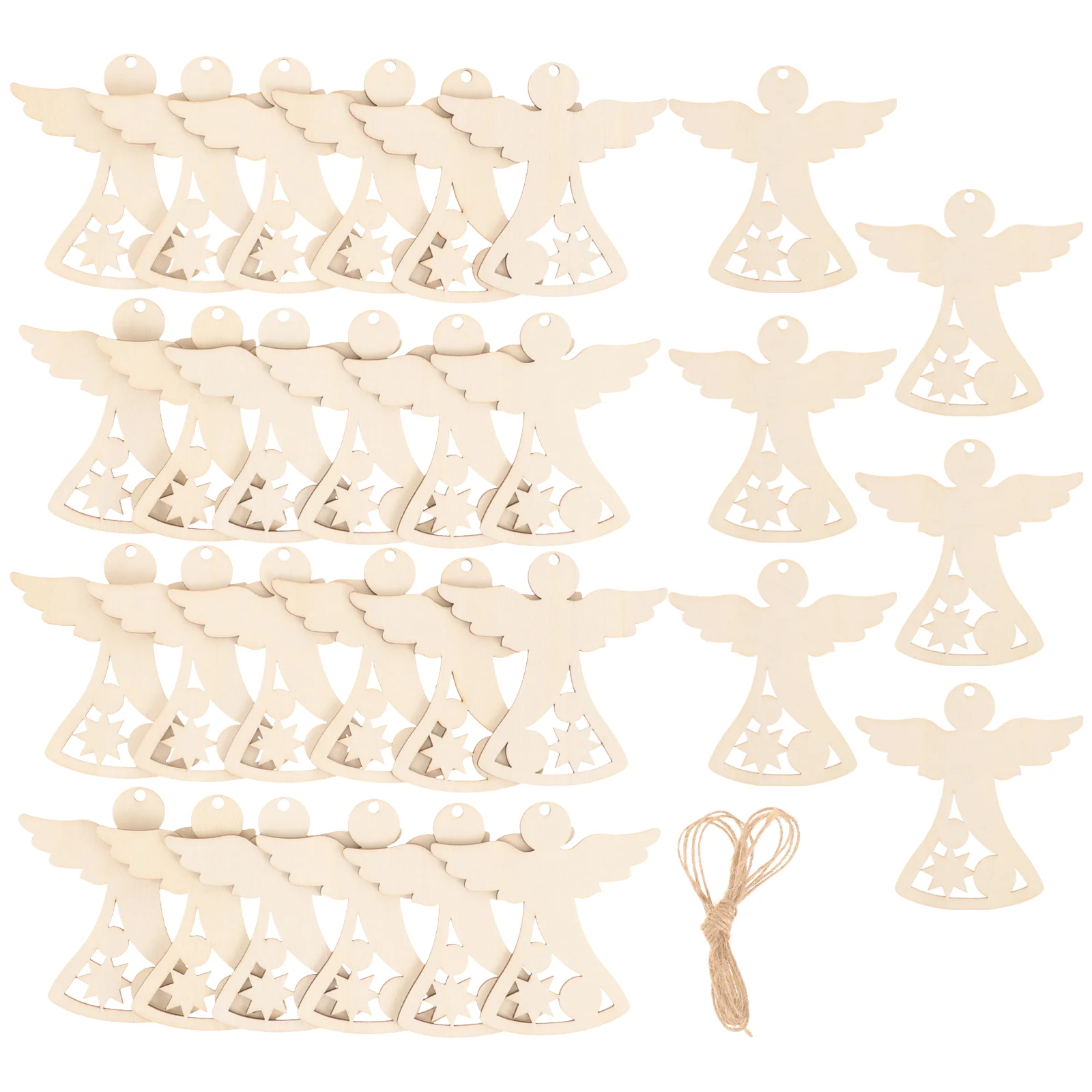 

30pcs Cute Diy Handmade Crafts Diy Wood Slices Angel Shape Wood Cutouts
