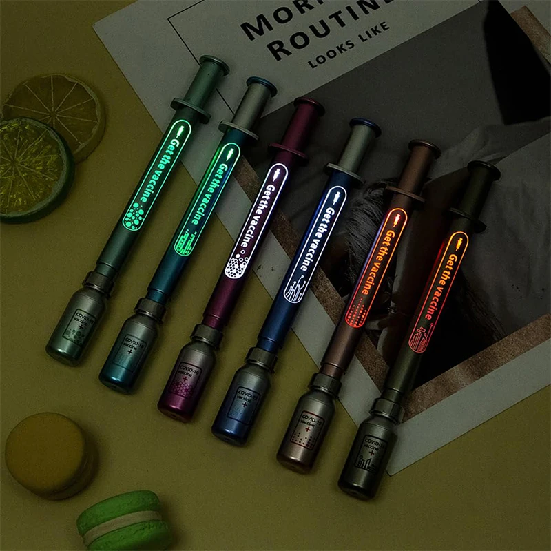 12Pcs 학생 아름다운 중립 펜 백신 바늘 라이트 펜 크리 에이 티브 편지지 부드러운 서명 펜