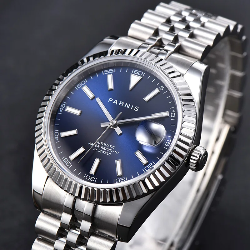 New Fashion Parnis Blue Dial Mechanical Automatic Men's