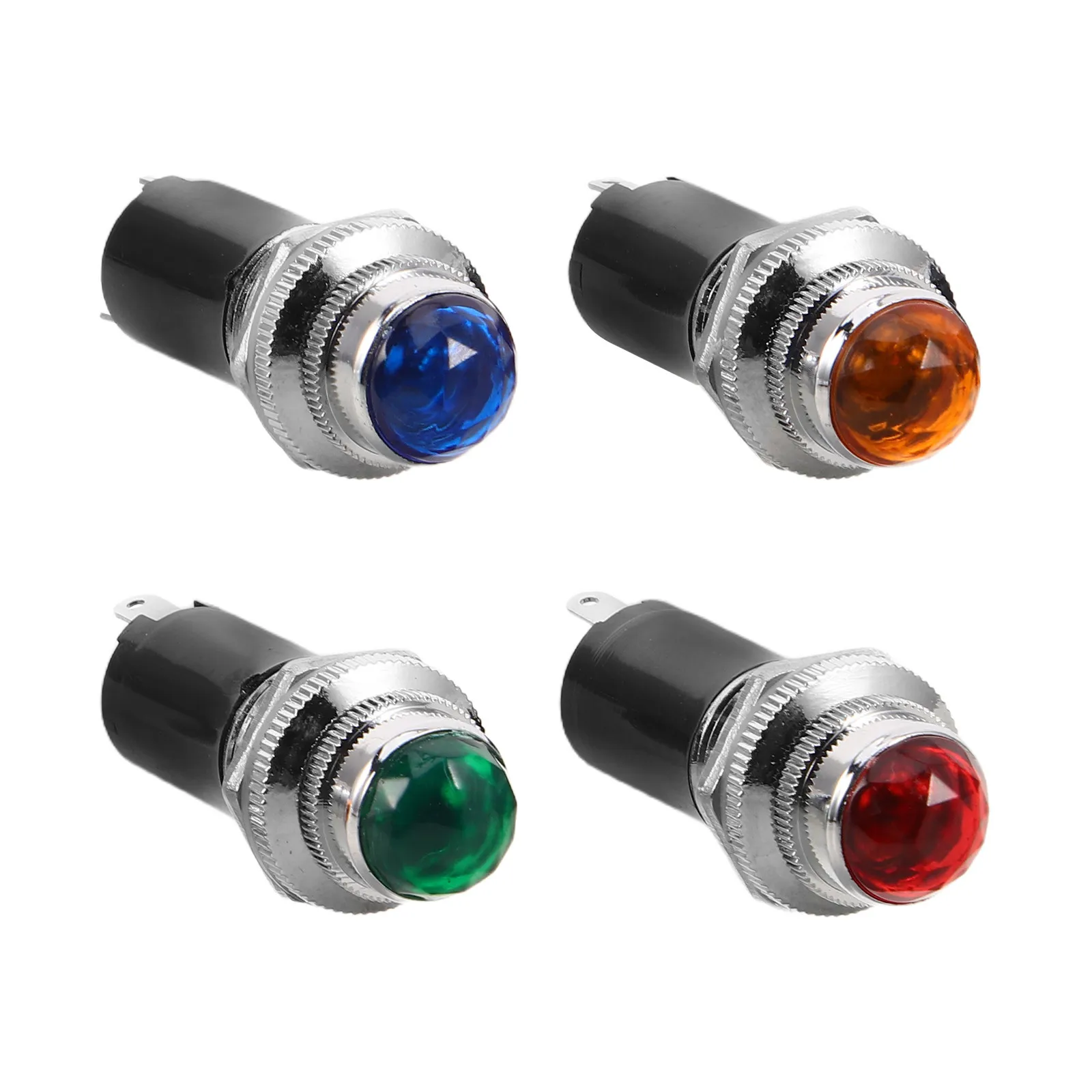 4Pcs 패널 마운트 LED 표시 등 금속 하우징 6.3V 0.15a 무대 오디오 장비 전원 제어용 컬러 신호 램프 세트