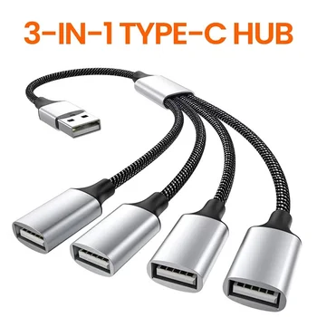 Multi USB Hub Extensions 4 Port Type C Hub USB Splitter Fast Data Transmission Phone Charger Adapter For Laptop Computer Macbook 1